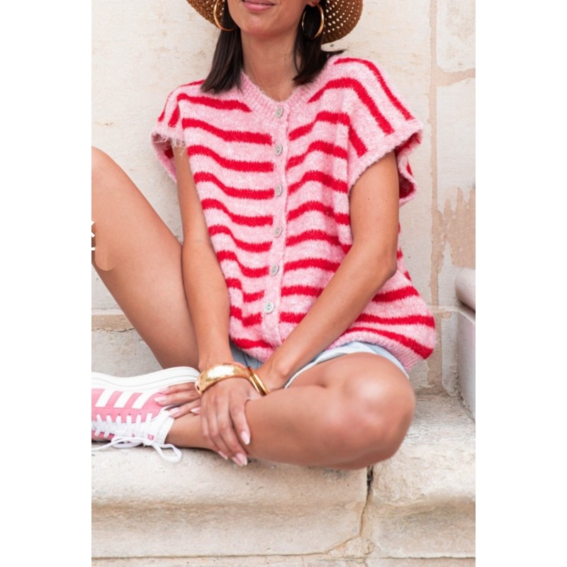 GILET SANS MANCHES RAYES