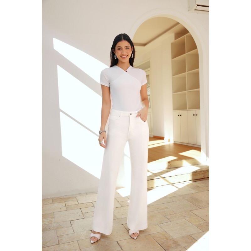 9129 PANTALON FLARE BLANC