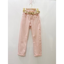 PANTALON DROIT CEINTURE FLEURS